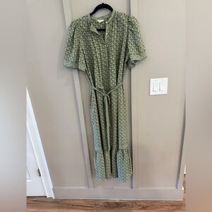 Max Studio Green Dress Midi Large With Pockets